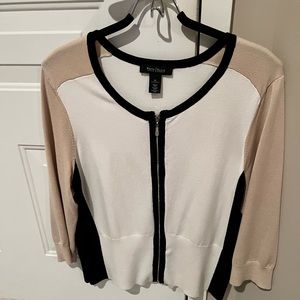 WHITE HOUSE/BLACK MARKET RAYON SWEATER COLOR BLOCK SIZE XL EUC